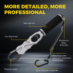 2-in-1 Fish Lip Gripper, One-Finger Operation Aluminum Alloy Fish Gripper with Scale, 60lb Weighing Fish Grabber for Large Fish, 360° Swivel Handle, Corrosion-Resistant for Saltwater & Freshwater