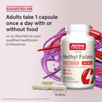 Jarrow Extra Strength Methyl Folate, Folate 400 mcg, 60 Capsules | Dietary Supplement for Cardiovascular and Neurologic Health Support, 60 Day Supply