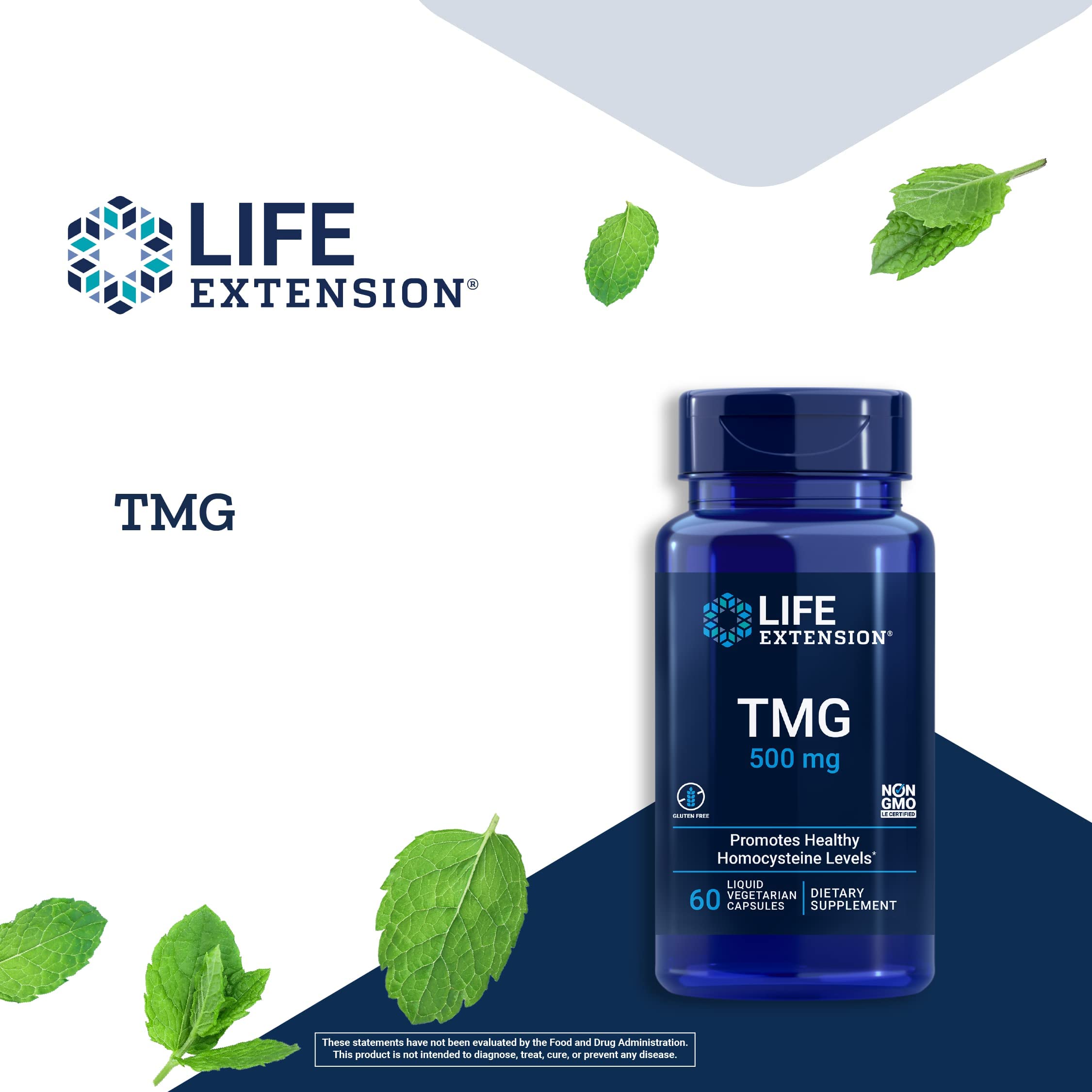 Buy now Life Extension TMG, trimethylglycine, Encourages Healthy homocysteine Levels, Non-GMO, Gluten-Free, Vegetarian, 60 Capsules at indiglob india