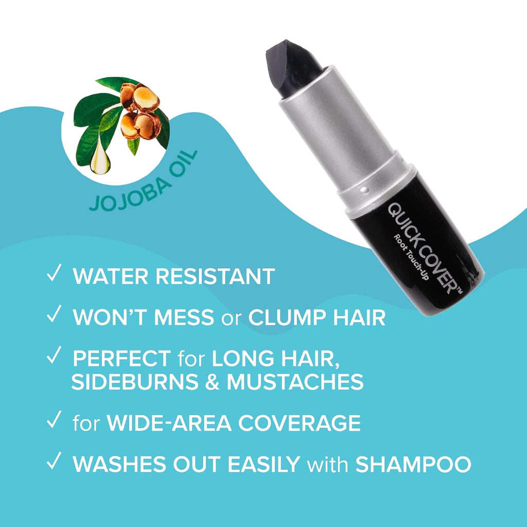 Buy now RED by Kiss Quick Cover Root Touch Up Stick, Water-Resistant Temporary Gray Hair Concealer with Brush for Roots and Beard, Long-Lasting Coverage, Easy Application (1 Pack, Black) at indiglob india