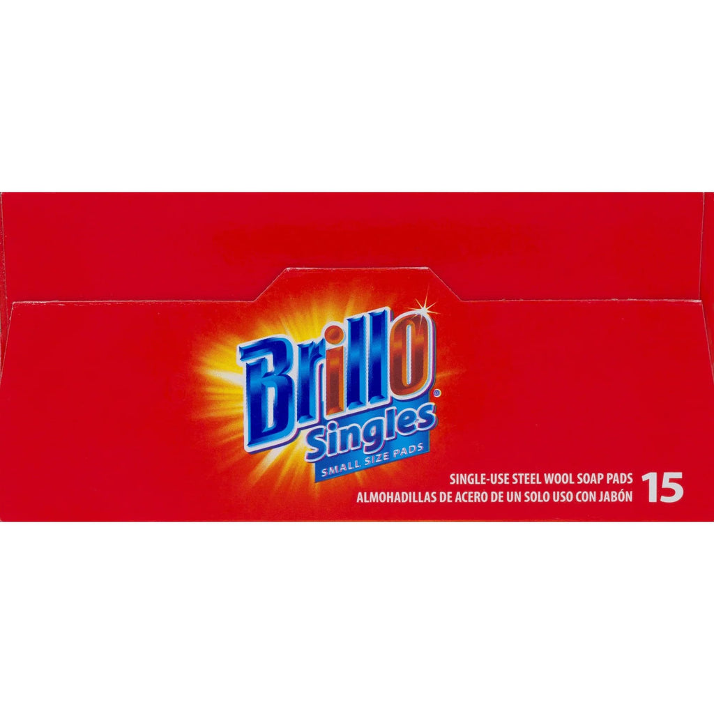 Brillo Single Use Steel Wool Soap Pads, Smaller Size Original Red Scent, 15 Count Pack of 1
