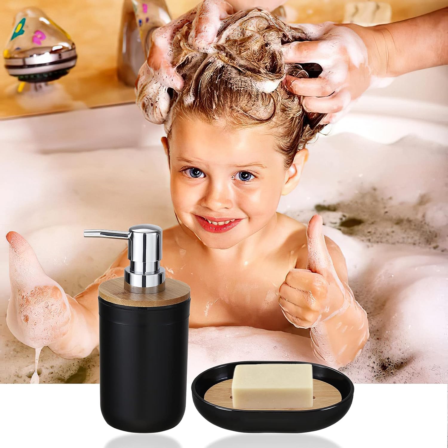 Buy now iMucci 9Pcs Black Bathroom Accessories Set with Trash Can Bathroom Set Black Bathroom Accessories Bathroom Decor at indiglob india