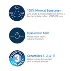 CeraVe Hydrating Mineral Sunscreen SPF 50 Face Sunscreen, Travel Size 2.5oz | Face Sunscreen with Zinc Oxide, Titanium Dioxide, Hyaluronic Acid, & Niacinamide For Broad Spectrum Protection