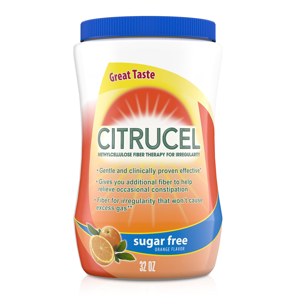 Citrucel Powder Fiber Therapy for Occasional Constipation Relief, 32 oz | Sugar Free, Methylcellulose Fiber Therapy for Irregularity That Won't Cause Gas, Orange Flavor