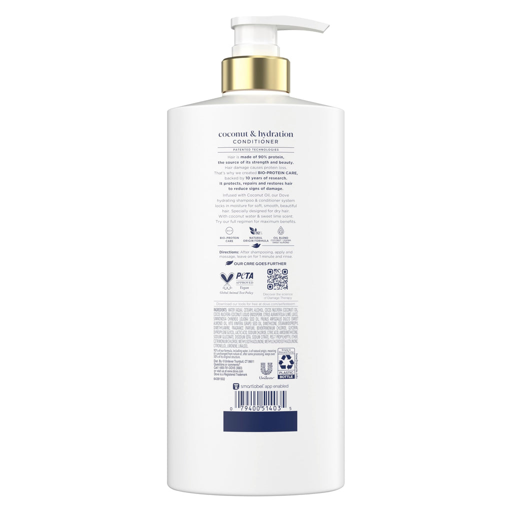 Dove Conditioner Coconut & Hydration for Dry Hair Care, 28 Fl Oz