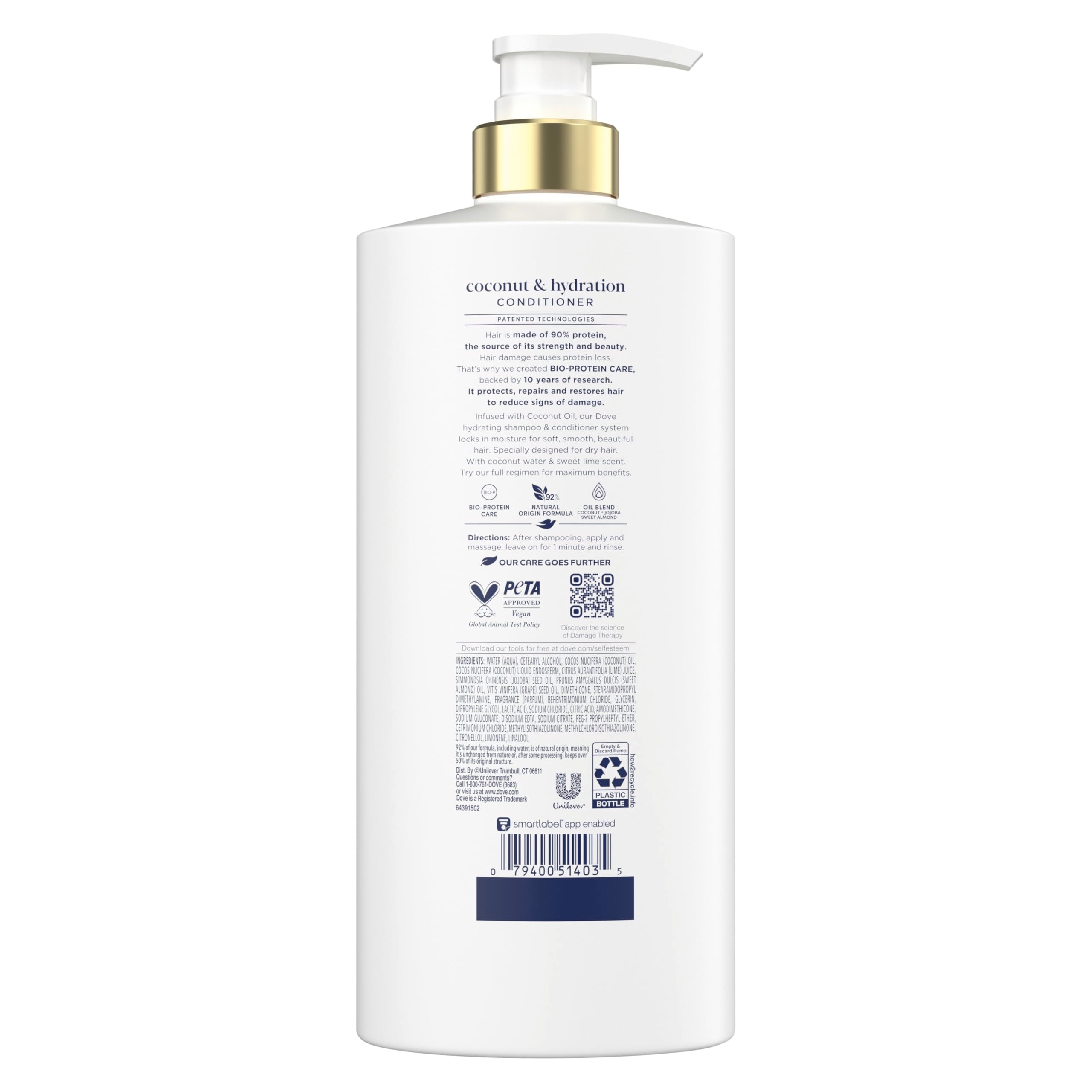 Dove Conditioner Coconut & Hydration for Dry Hair Care, 28 Fl Oz