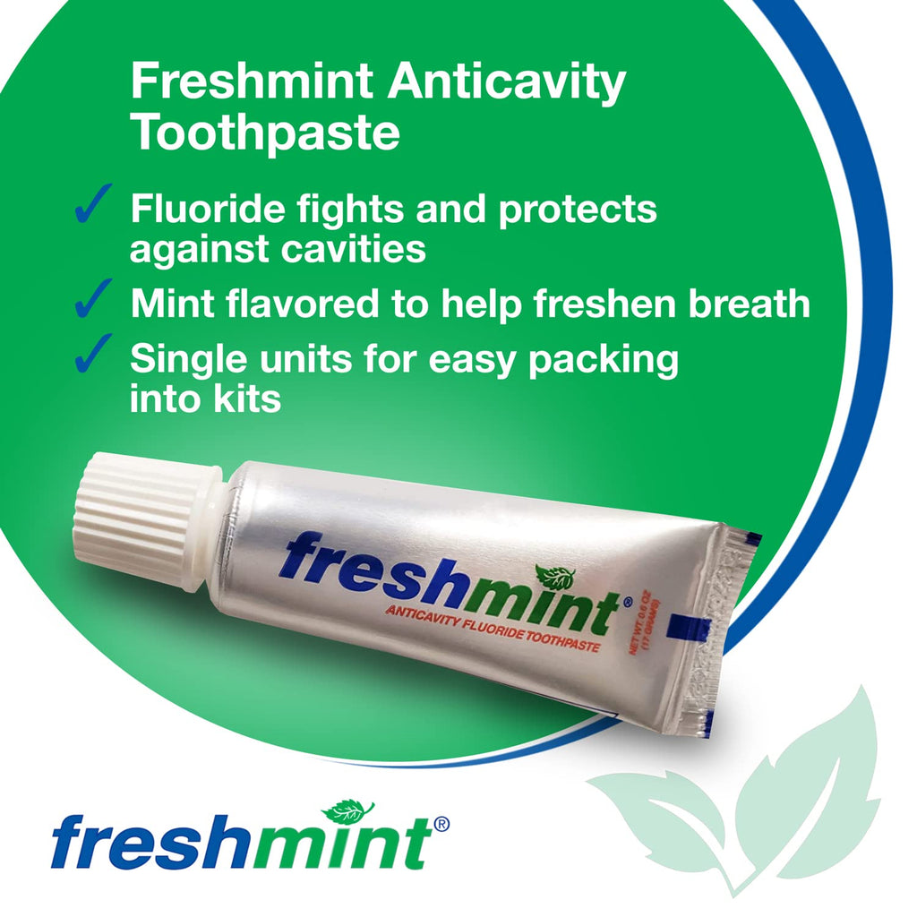 Freshmint 0.6 oz. Anticavity Fluoride Toothpaste, 144 Tubes, Laminated Tube, Tubes do not Have Individual Boxes for Extra Savings, Travel Size