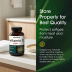 NatureBell Vitamin E 1,000 IU Per Serving - 300 Softgels (5-Month Supply) - 3rd Party Tested Antioxidant Supplement for Skin, Heart & Brain Health Support - High Potency* - Gluten-Free & Non-GMO