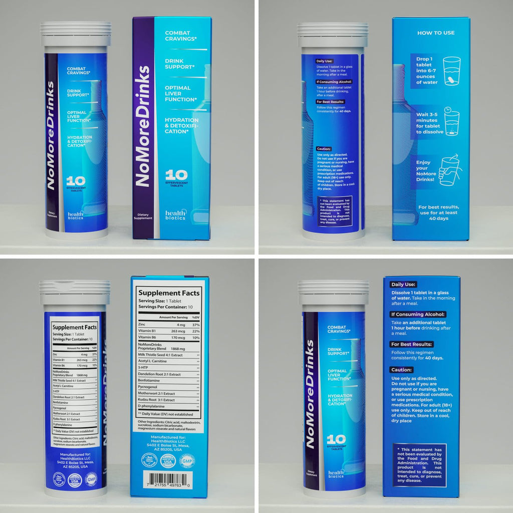 NoMoreDrinks Anti Alcohol Craving Supplement | Liver Detox & Combat Cravings | Energy Support Alcohol Replacement Drink | Organic Milk Thistle Supplement & Dandelion Root & 5HTP | (10) Energy Pills