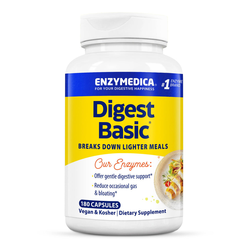 Enzymedica Digest Basic - Helps Gas & Bloating - 30 Caps | Digestive Enzyme Supplement for Women & Men, Enzyme Capsules for Digestion, Gut Health Support, For Sensitive Stomachs, Vegan