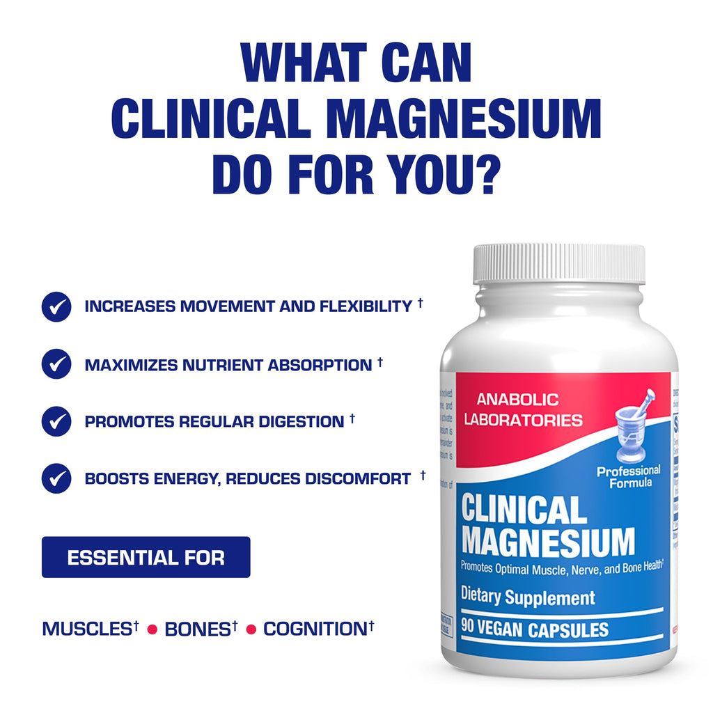 Triple Magnesium Complex 400 Mg - Clinical Formula Chelated Magnesium Supplement with Glycinate Malate and Citrate for Optimal Muscle Nerve Bone & Digestive Health Support - 1 Month Supply