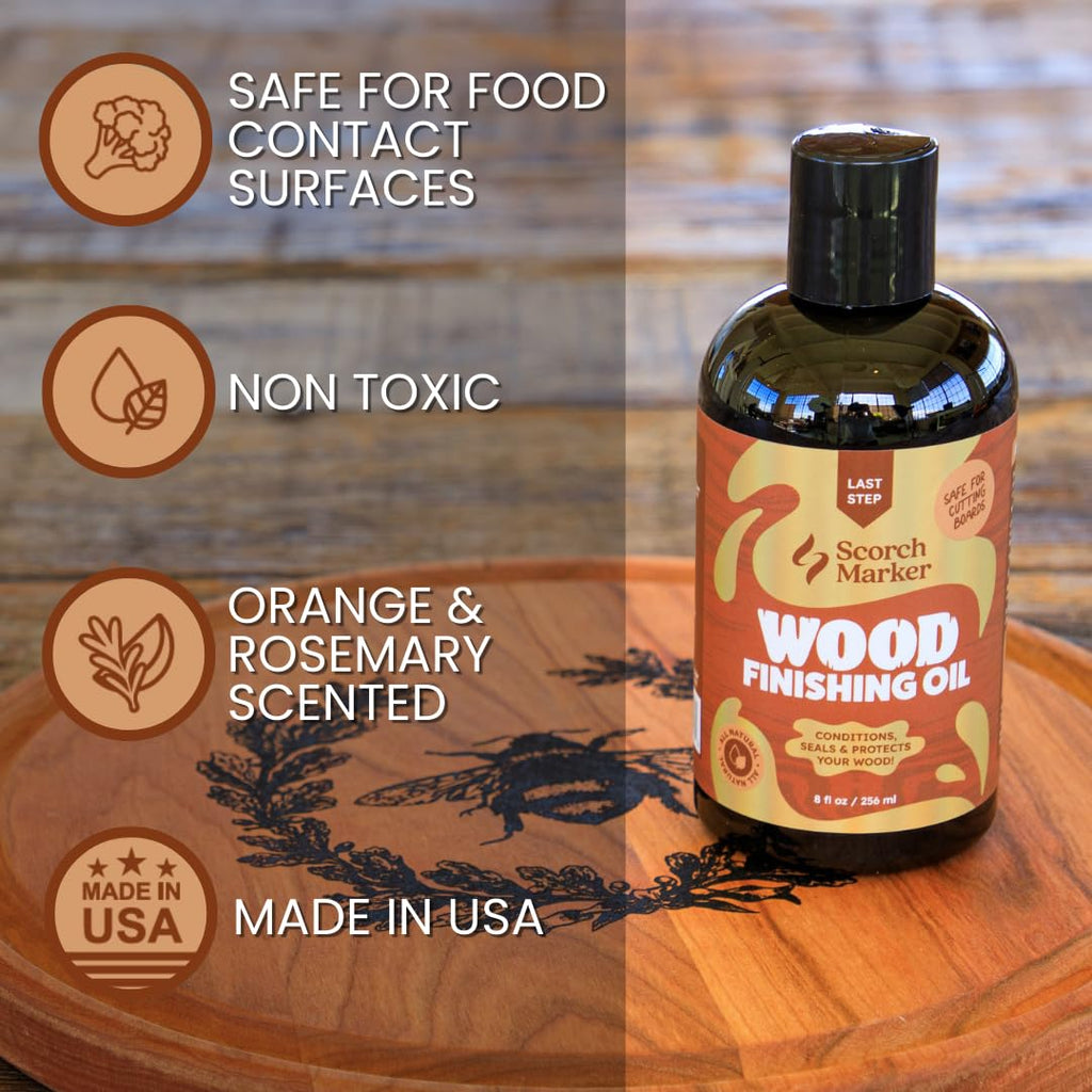 Scorch Marker Wood Finishing Oil, Food Safe Cutting Board Oil, 8 oz