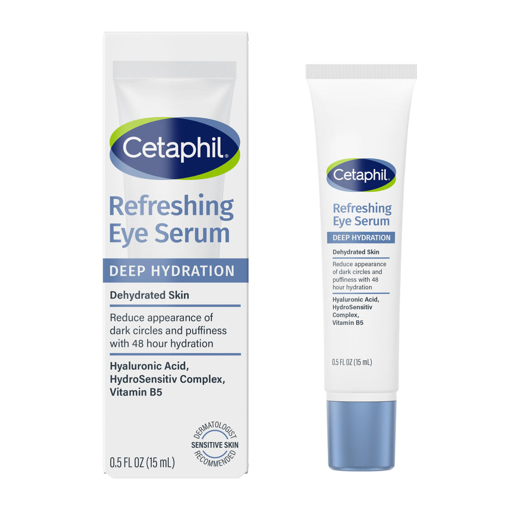 Cetaphil Deep Hydration Refreshing Eye Serum, Dark Circles, 0.5 fl oz | 48-Hour Hydrating Under Eye Serum, Reduces Dark Circles & Puffiness, Hyaluronic Acid, Vitamin E & B5, Dermatologist Tested