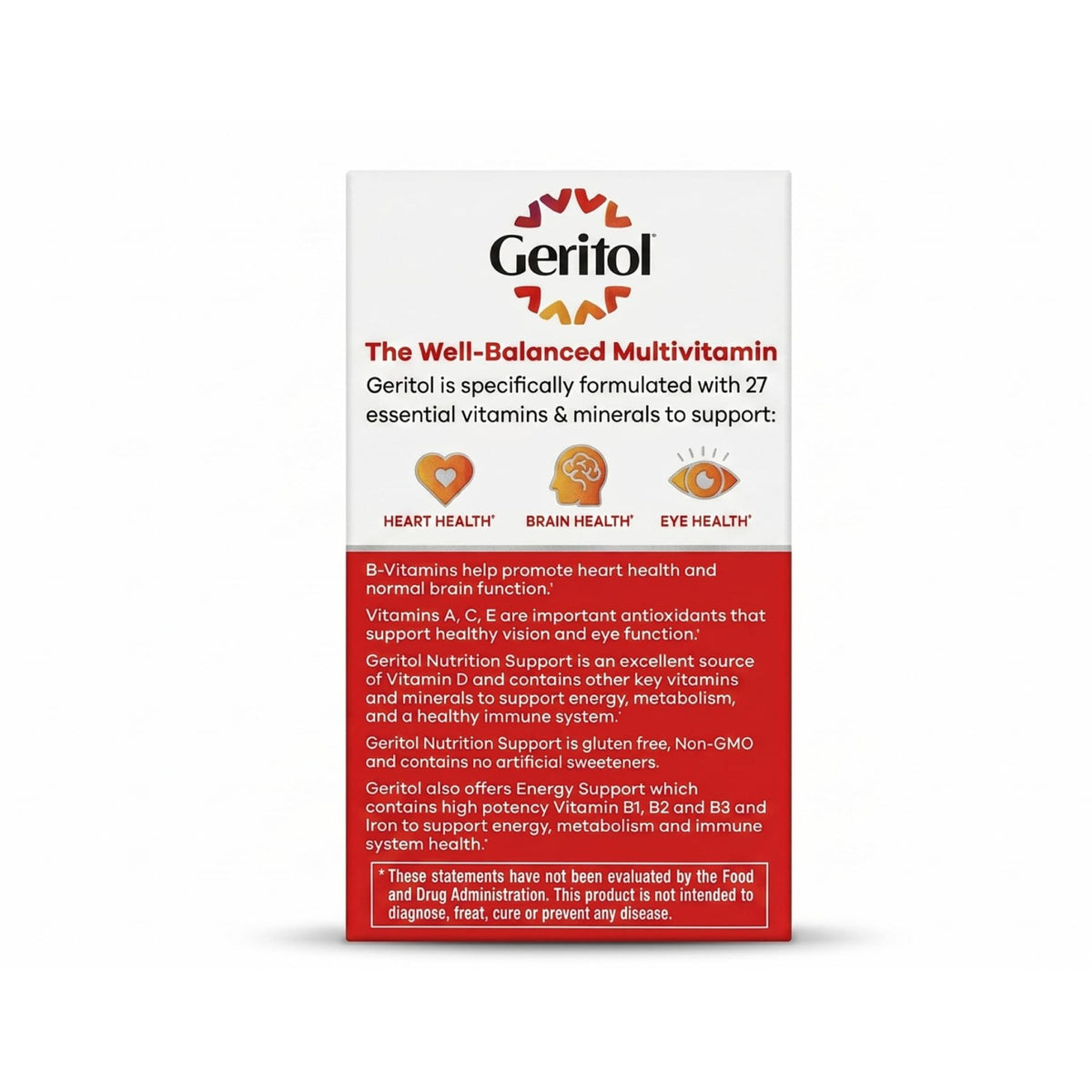 Geritol Multi-Vitamin Nutritional Support Tablets, Balance of 26 Essential Vitamins and Minerals, 100-Count Bottles (Pack of 2)