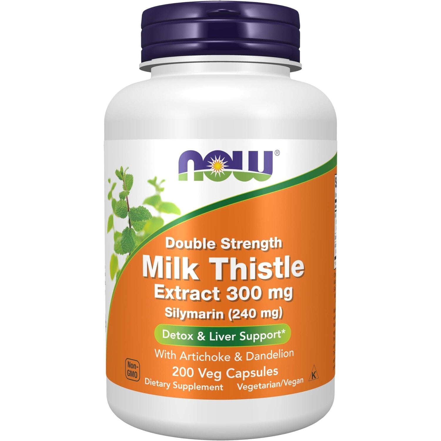 NOW Foods Supplements, Silymarin Milk Thistle Extract 300 mg with Artichoke and Dandelion, Double Strength, Supports Liver Function*, 200 Veg Capsules