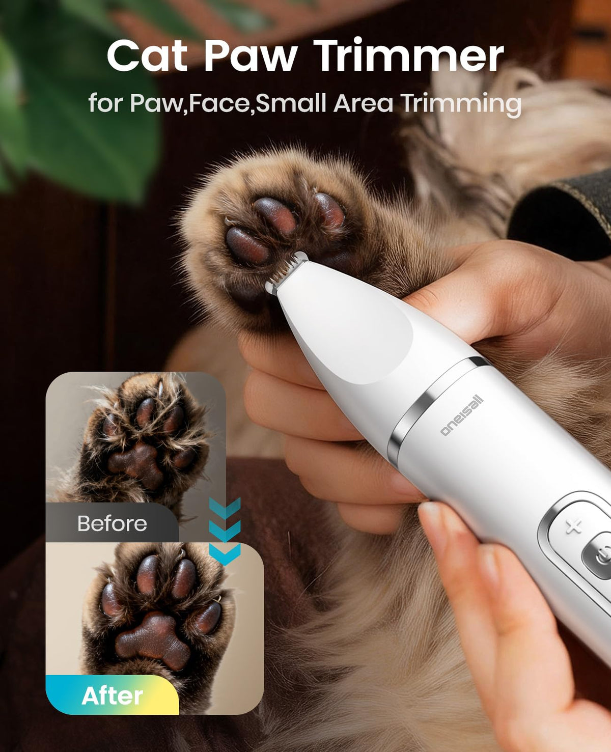 oneisall Quiet Cat Clippers for Matted Hair, 3 in 1 Cat Grooming Kit
