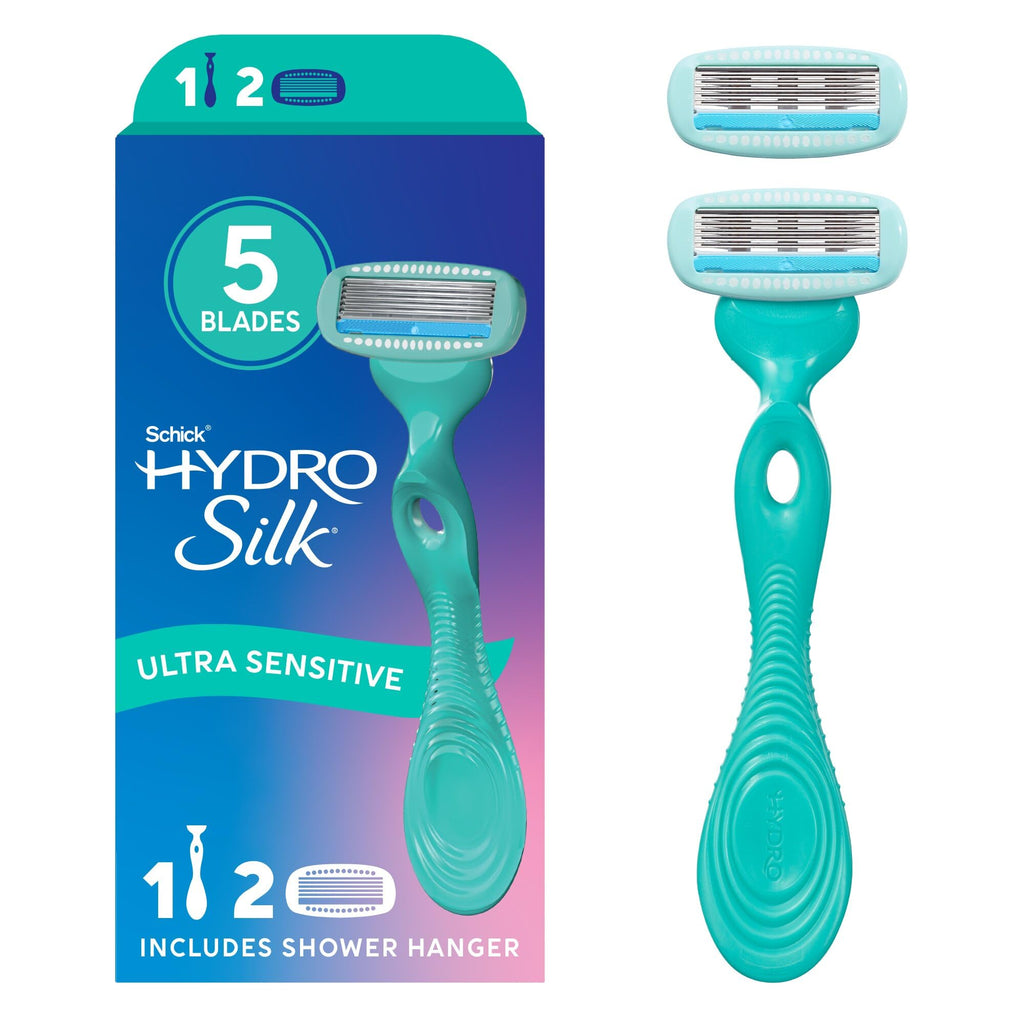 Schick Hydro Silk Ultra Sensitive Razor for Women | Womens Razor for Sensitive Skin, 5 Blade Razors for Women, Womens Razors for Shaving, Includes 1 Handle & 2 Refills