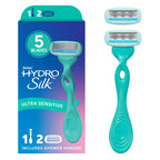 Schick Hydro Silk Ultra Sensitive Razor for Women | Womens Razor for Sensitive Skin, 5 Blade Razors for Women, Womens Razors for Shaving, Includes 1 Handle & 2 Refills