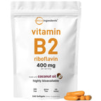 Vitamin B2, Riboflavin 400mg | 240 Softgels with Coconut Oil | Highly Bioavailable | Extra Strength Vitamin B Energy Supplements | Essential B Vitamins for Women & Men | Non-GMO, Gluten Free