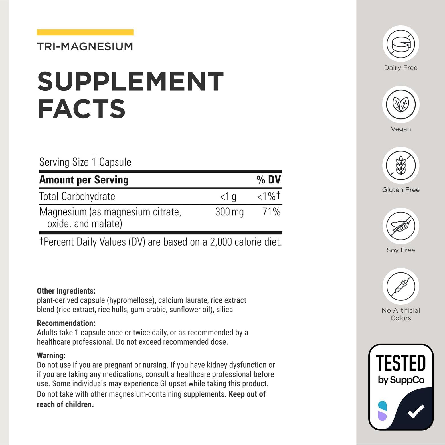 Integrative Therapeutics Tri-Magnesium - Supports Cellular Energy & Energy Metabolism* - Magnesium Supplement for Heart & Nerve Health Support* - Third-Party Tested - 90 Capsules (90 Servings)