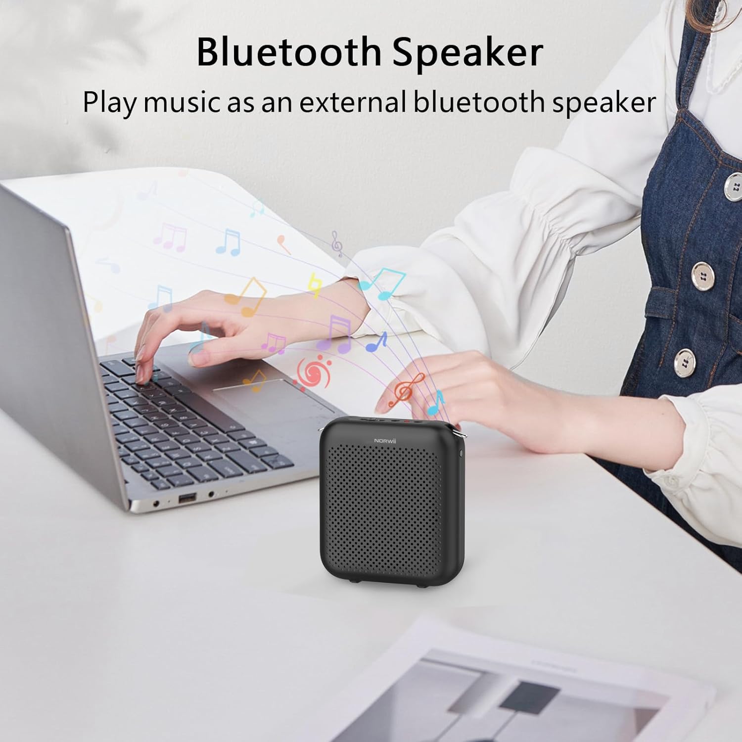 Buy now Norwii Bluetooth Voice Amplifier, Power Amplifiers, Portable Mini Wired Microphone Headset for Teacher Classroom & Outdoor Lectures, Teaching, Tour Guides, USB-C Rechargeable - 2000mAh, Black at indiglob india