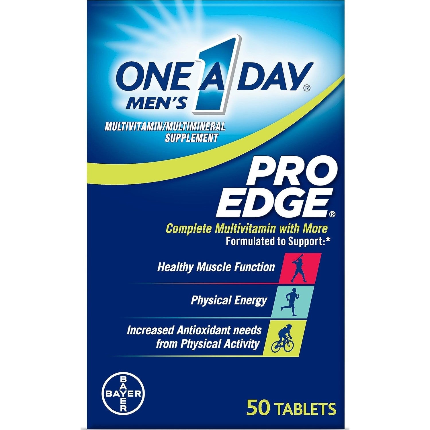 One A Day Men’s Pro Edge Multivitamin, Supplement with Vitamin A,C,D, E and Zinc for Immune Health Support and Magnesium for Healthy Muscle Function, 50 Count