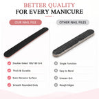 HeeYaa 10 Pack Nail Files, Professional Double Sided 100/180 Grit Emery Board for Manicure Pedicure, Black