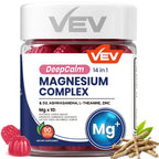 VEV Deep Calm Magnesium Complex 14-in-1 Glycinate Gummies for Women and Men | Sleep, with D3, Ashwagandha, L-theanine, Zinc – No Added Sugar Vegan Gummies –90 Count (Pack of 1)