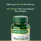 Nature's Bounty Mini Fish Oil Softgels 1290 mg, Omega-3, Supports Heart Health, Odor-Less, 90 Mini Coated Softgels (Pack of 2)