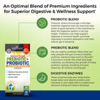 Advanced Prebiotics & Probiotics for Women & Men, 30 Capsules | Digestive Enzymes, L. Reuteri, Inulin Fiber for Immune, Digestive and Gut Health Support - Non-GMO, Gluten-Free, Dairy-Free