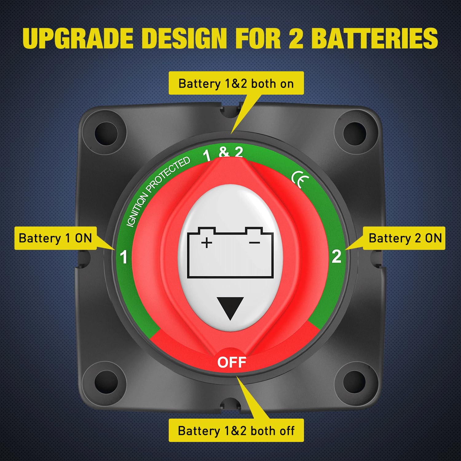 Buy now Nilight 1-2-Both-Off Battery Switch, 12V-48V Disconnect Master Cutoff Switches for Marine Boat Car RV ATV UTV Vehicle, Waterproof Heavy Duty Isolator at indiglob india