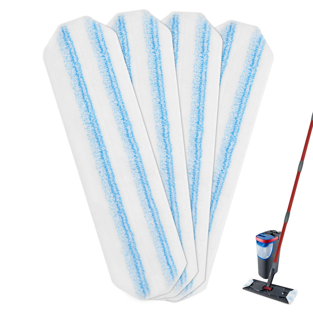 Mop Replacement Pads for Ocedar H2prO Flat Mop, 4 Pack Mop Refills for O-Cedar H2pro Flat Mop, Machine Washable Reusable Microfiber Mop Heads Replacements for Ocedar H2 Pro Mop