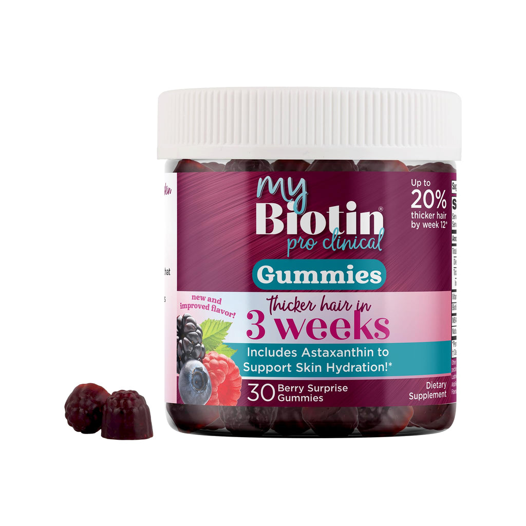 Purity Products MyBiotin ProClinical - Biotin - Thicker Hair in 3 Weeks | Fights Wrinkles, MB40X Patented Biotin Vitamin B7 Matrix w/Astaxanthin - 40X More Soluble vs Ordinary Biotin, 90 Veg Capsules
