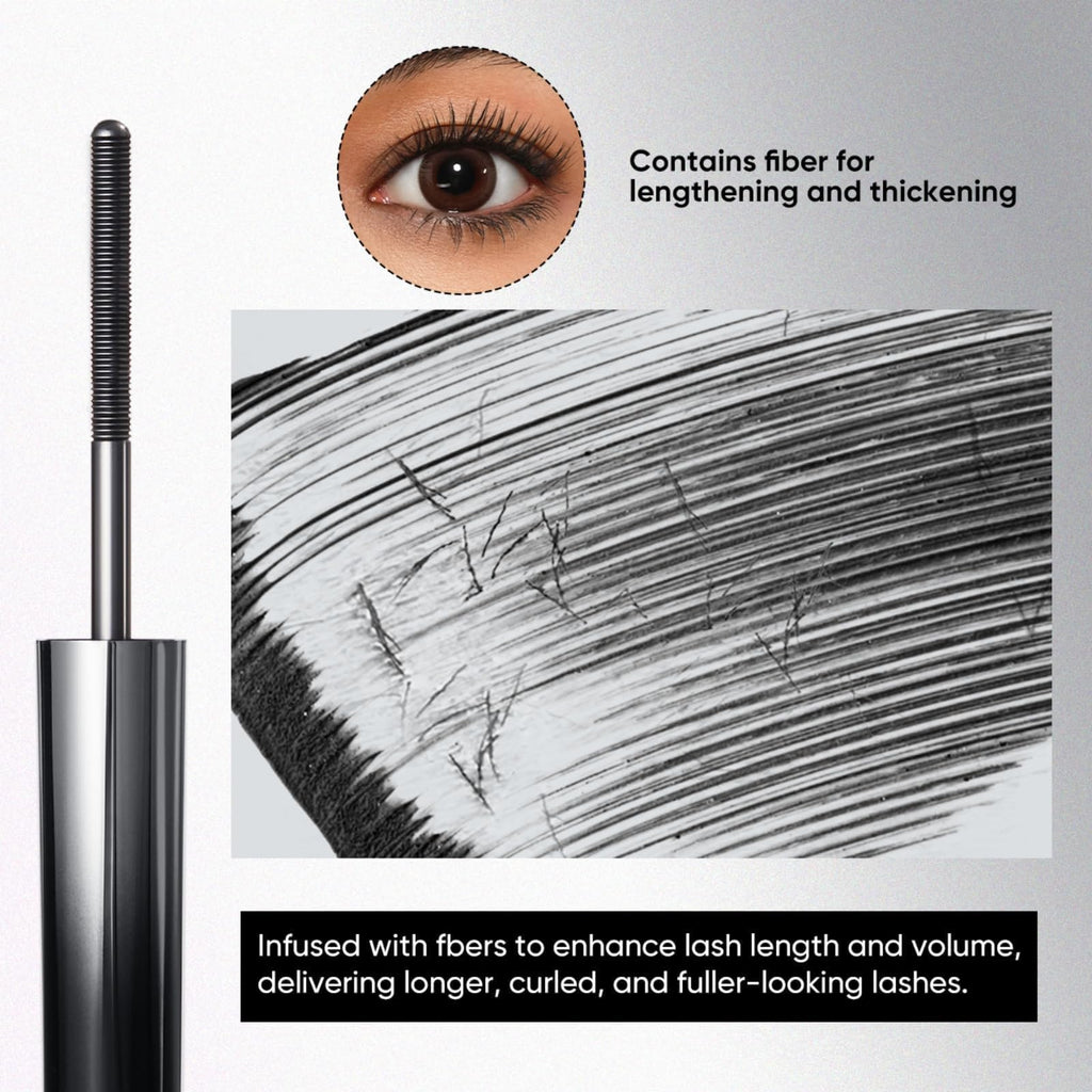 JUDYDOLL Waterproof 3D Curling Mascara enhances lashes with fibers for volume and curl, providing a genuine beauty experience.