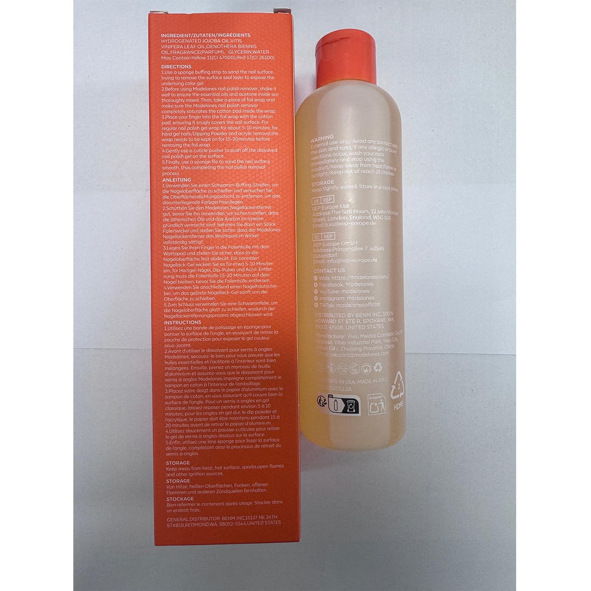 Modelones Acetone Nail Polish Remover Jojoba Oil Lemon 8 FL Oz