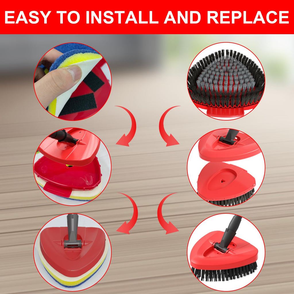Spin Mop Replacement Head Compatible with O Cedar EasyWring 1 Tank,Scrubber Heads,Scrub Brush Attachment for Bathroom,Kitchen and Various of Hard Floors