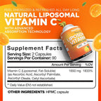 Nutrivein Liposomal Vitamin C Supplement 1650 mg - 180 Capsules, High Dose | High-absorption liposomal delivery for men and women. Supports whole-body defenses, skin, and overall well-being. Non-GMO.