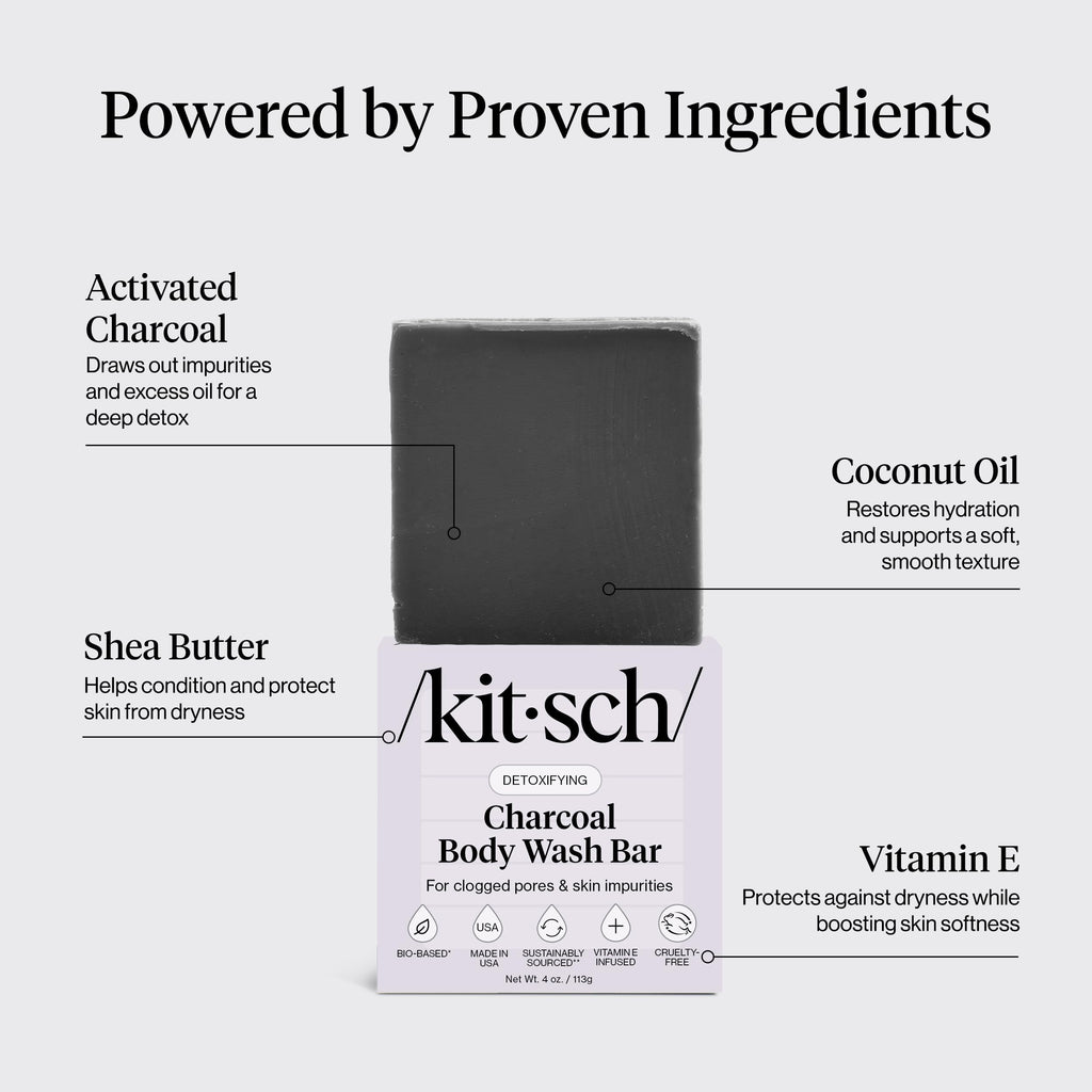 Buy now Kitsch Charcoal Soap Body Wash Bar â€“ Detoxifying Bar Soap with Activated Charcoal â€“ Gently Removes Excess Oil & Impurities, Clears Pores, Firms & Moisturizes Skin â€“ Made in USA - 4 oz at indiglob india