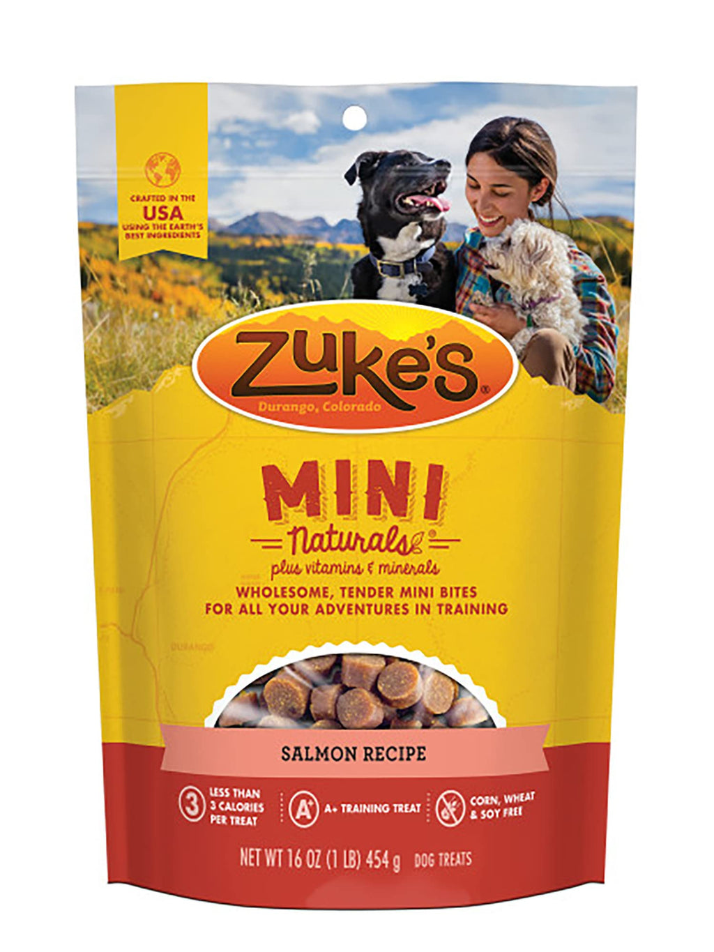 Zuke's Mini Naturals Dog Training Treats, Salmon Recipe, Soft Mini Dog Treats with Vitamins & Minerals, Made for All Breed Sizes (Salmon, 16 Ounce (Pack of 2)