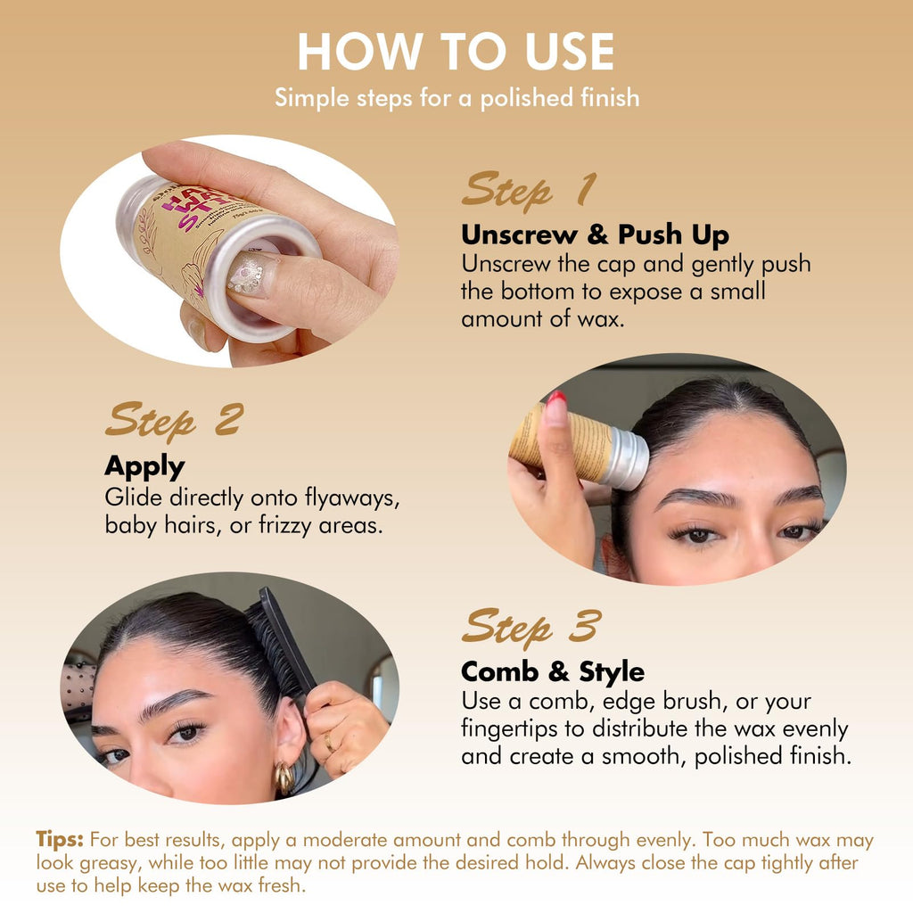 Dolahair Hair Wax Stick - Flyaway Control Styling Pomade for Kids, Women | Slick Back Hair Bun Maker and Hair Accessorie for Teen Girls (1 Pack of Wax)