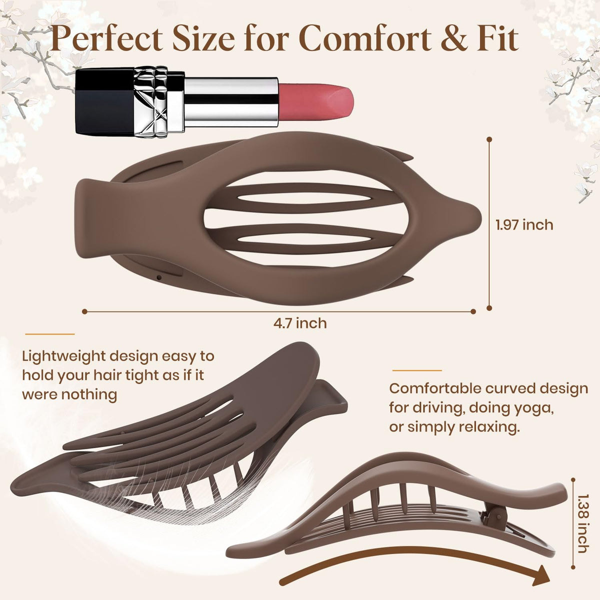 Set of 4 large flat hair clips in stylish designs, perfect for comfortable wear and versatile hairstyles. Ideal for everyday use.