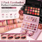 UCANBE 2Pcs Twilight Dusk & Aromas Nude Eyeshadow Palette Makeup Set, Matte Shimmer Glitter Pressed Pearl All Highly Pigmented Blending Powder, Natural Velvet Texture Eye Shadow Kit