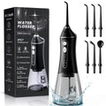 Cordless Water Flosser for Teeth with 6 Jet Tips, DIY 5 Modes 320ML Tank IPX7 Waterproof Portable Rechargeable Water flosser for Dental Hygiene Cordless for Home and Travel, Black