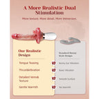 Realistic Thrusting Dildo Vibrator with Tongue Motion, Heat, Soft Silicone