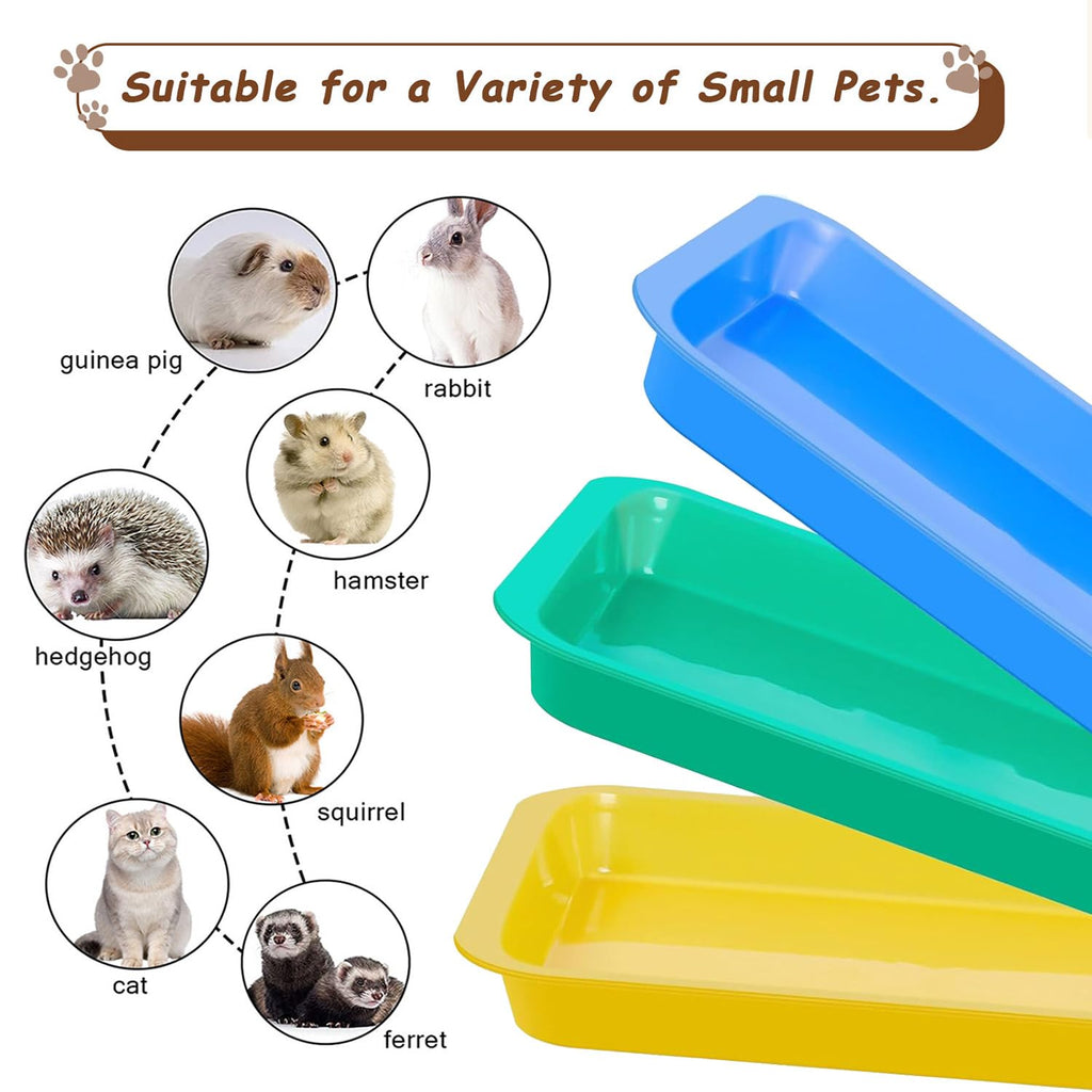 3 Pcs Kitten Litter Box,9.6"*7.2''*0.9'' Plastic Portable Small Litter Pan Low Entry Waterproof Bunny Cat Litter Box,Multi Color Nonstick Litter Tray Travel Toilet for Small Pet Guinea Pig Rabbit
