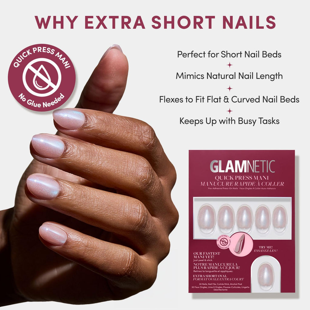 Glamnetic Press On Nails- Quick Press No Glue Mani Extra Short Oval 30pc