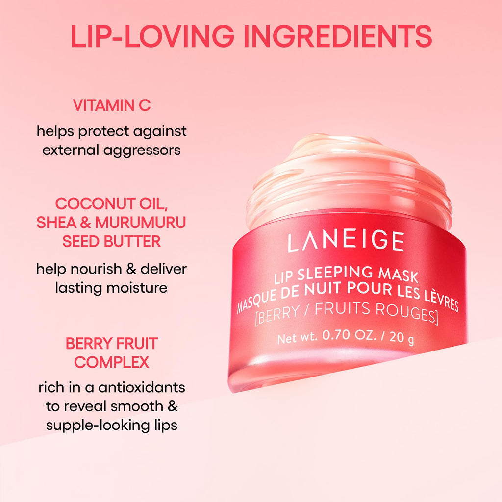 Buy now LANEIGE Lip Sleeping Mask: Nourish, Hydrate, Vitamin C, Murumuru & Shea Butter, Antioxidants, Flaky, Dry Lips at indiglob india