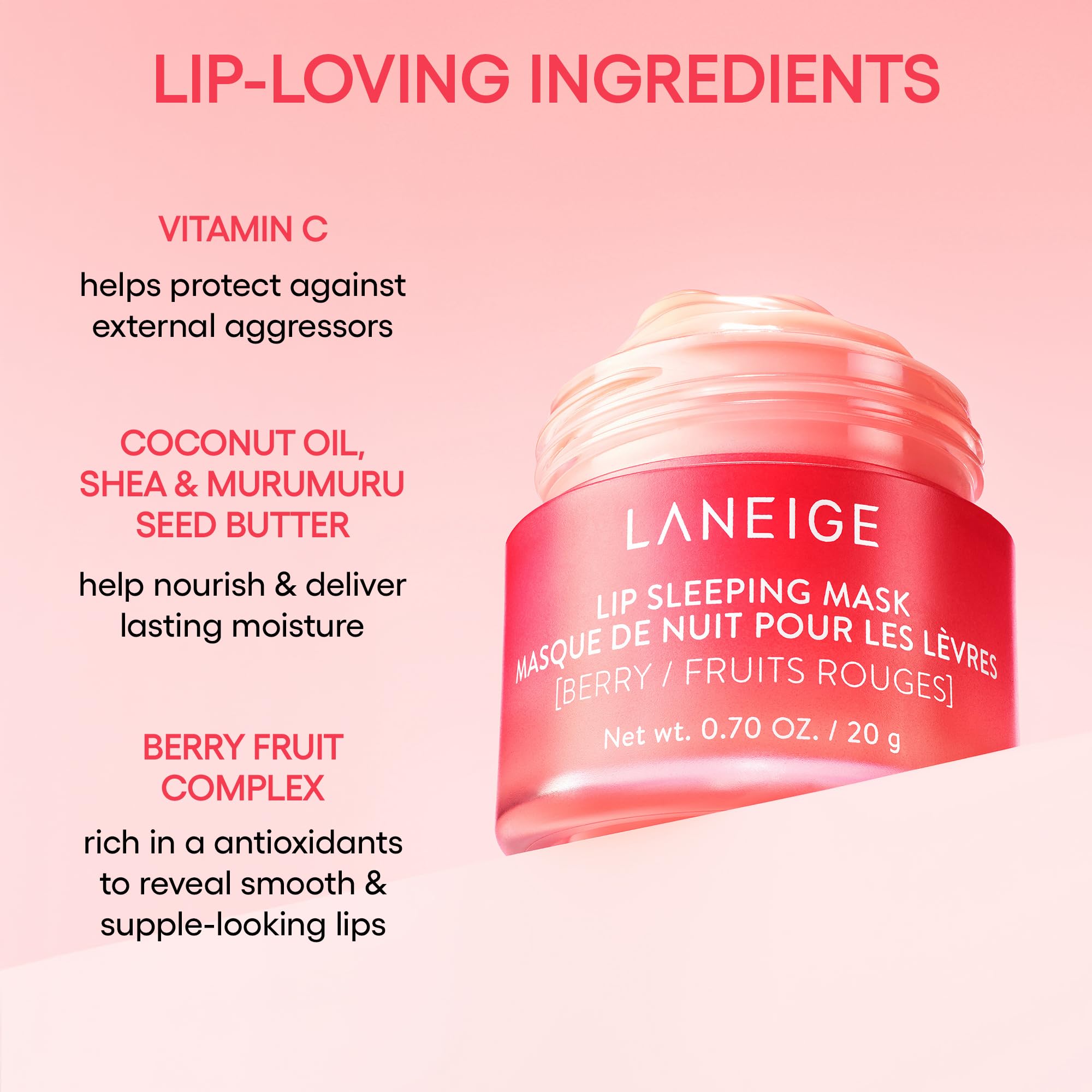 Buy now LANEIGE Lip Sleeping Mask: Nourish, Hydrate, Vitamin C, Murumuru & Shea Butter, Antioxidants, Flaky, Dry Lips at indiglob india