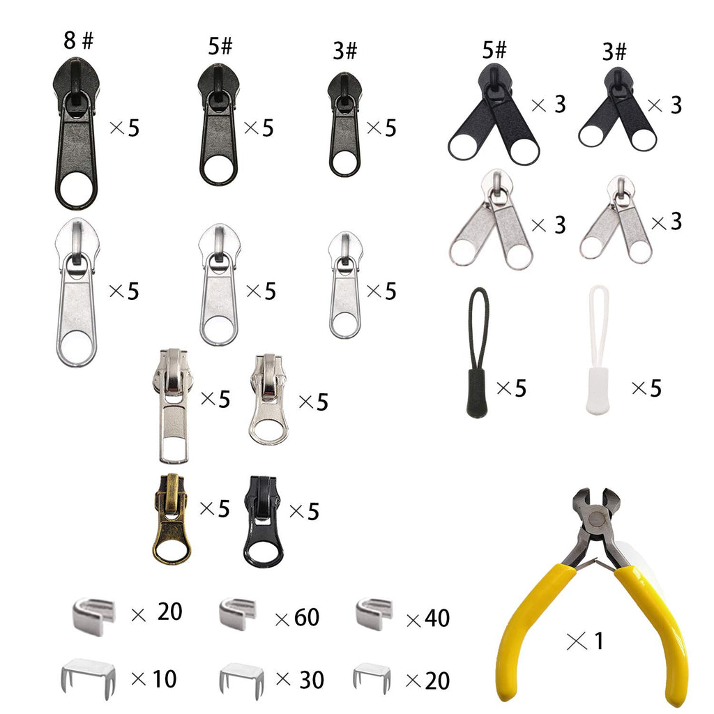 Meikeer 252Pcs Zipper Repair Kit Replacement Pulls Bags Jackets Luggage