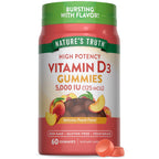 Nature's Truth Vitamin D3 Gummies | 5000 IU | 60 Count | Peach Flavor | Vegetarian, Non-GMO & Gluten Free Supplement | Vegetarian, Non-GMO & Gluten Free Supplement